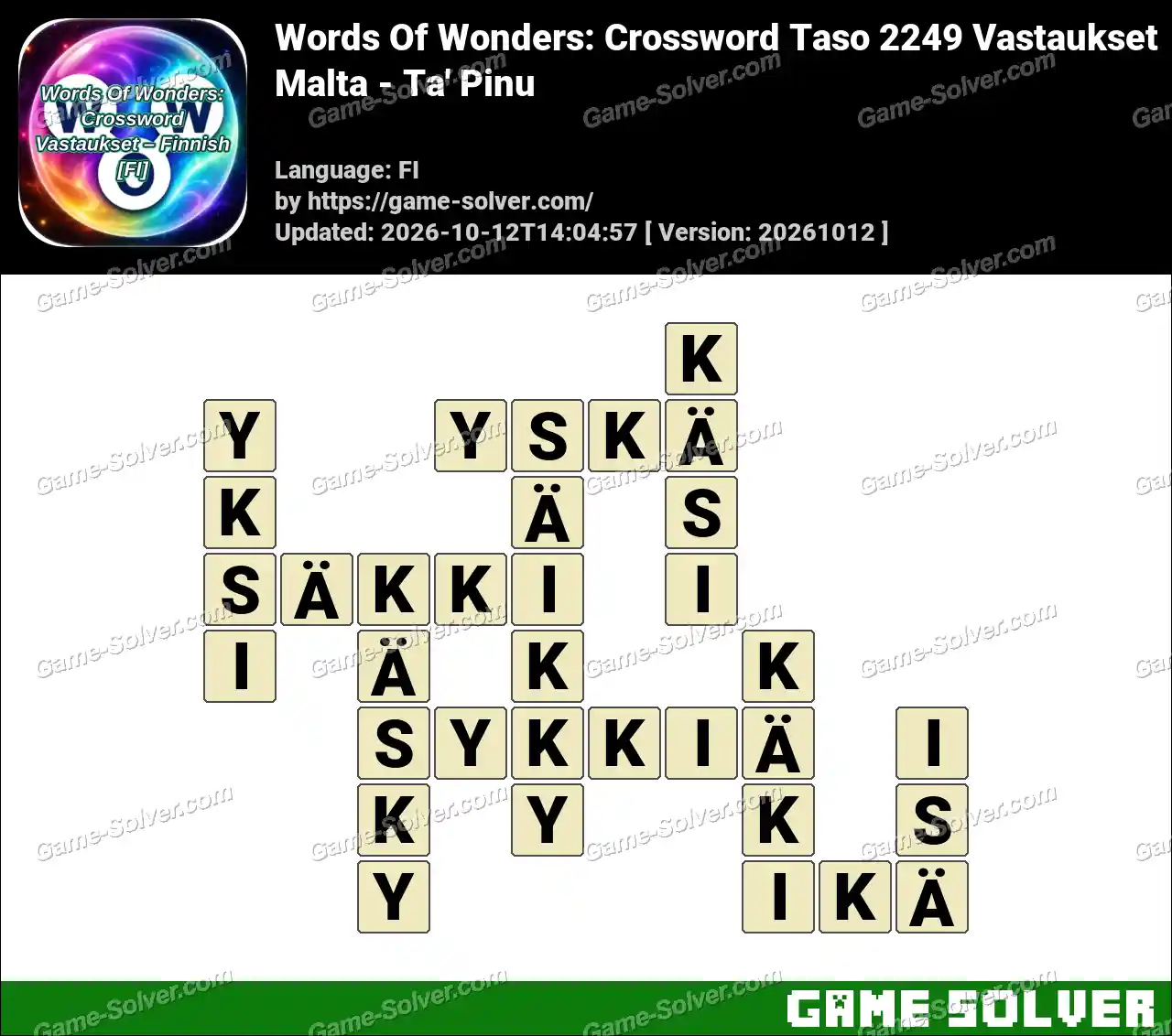 Words Of Wonders: Crossword Taso 2249 Vastaukset – Malta – Ta’ Pinu